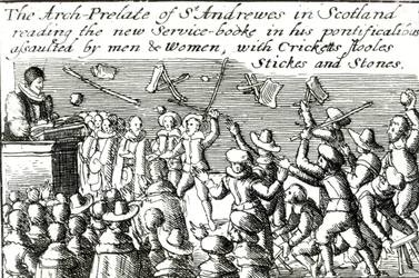 Demonstranten in Edinburgh, 1637